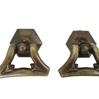 Vintage Drawer or Cabinet Pulls, Set of 2, Diamond Shape, Heavy Aged Brass, Mounting Hardware Included