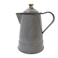 Enamelware Coffeepot, Gray Graniteware, Farmhouse Kitchen Display