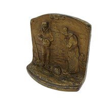 Metal Bookend, The Angelus, Praying Couple with Basket of Potatoes, Irish Potato Famine, Very Heavy, 1930s