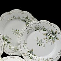 Antique German China, BJK Bav 62, White Flowers, Gold Trim, Deep Green Leaves, Magnolias, Dogwoods, Replacements Plates, Pieces