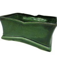 Mid Century Planter, Green Botanical, Dimensional Design, Aged to Perfection