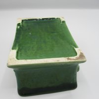 Mid Century Planter, Green Botanical, Dimensional Design, Aged to Perfection