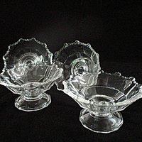 Glass Ice Cream or Dessert Dishes, Set of 4, Clear Depression Glass Bowls, Excellent Condition