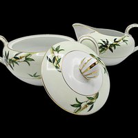Kent China, Bali Hai, Creamer and Sugar Bowl, Tropical Mid Century Dinnerware, Completer or Replacement Pieces, Excellent Condition, Japan