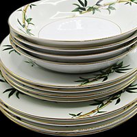 Kent Bali Hai China, Replacement Pieces, Mid Century Tropical Dishes, Bamboo Dishes, All Plates and Small Bowls, Japan, Excellent Condition