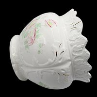 Antique Jardiniere, Doric Porcelain, Made in England, Large Planter, Light Florals, Scalloped and Deep Relief, English or French Cottage