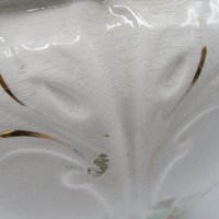 Antique Jardiniere, Doric Porcelain, Made in England, Large Planter, Light Florals, Scalloped and Deep Relief, English or French Cottage