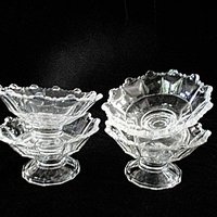 Glass Ice Cream or Dessert Dishes, Set of 4, Clear Depression Glass Bowls, Excellent Condition