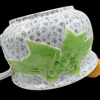 Winton Chamber Pot, Chintz with Large Green Bow, Winton Stoke on Kent, England, Bath or Bedroom Decor, Antique 1910s