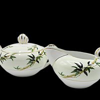 Kent China, Bali Hai, Creamer and Sugar Bowl, Tropical Mid Century Dinnerware, Completer or Replacement Pieces, Excellent Condition, Japan