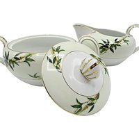 Kent China, Bali Hai, Creamer and Sugar Bowl, Tropical Mid Century Dinnerware, Completer or Replacement Pieces, Excellent Condition, Japan