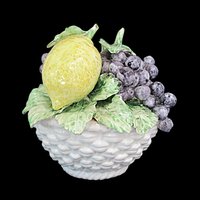 Lemon Topiary Centerpiece, Lemons and Grapes, Made in Italy, In Italian Pottery Basket, Wonderful Condition