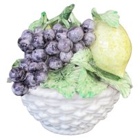 Lemon Topiary Centerpiece, Lemons and Grapes, Made in Italy, In Italian Pottery Basket, Wonderful Condition