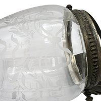 Antique Biscuit Jar, Etched Bow Design, Optic Panels, Ornate Lid and Handle, Victorian Decor