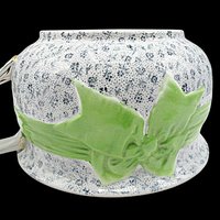 Winton Chamber Pot, Chintz with Large Green Bow, Winton Stoke on Kent, England, Bath or Bedroom Decor, Antique 1910s