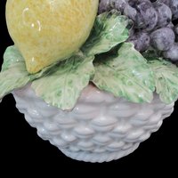 Lemon Topiary Centerpiece, Lemons and Grapes, Made in Italy, In Italian Pottery Basket, Wonderful Condition