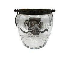 Antique Biscuit Jar, Etched Bow Design, Optic Panels, Ornate Lid and Handle, Victorian Decor
