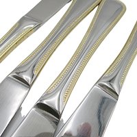 Wallace Gold Royal Bead, Dinner Knives, Stainless Steel 18 10, Set of 4 OR Set of 6, Your Choice, Wallace Replacement Silverware, Flatware