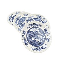 Country Farmhouse Decor, Bread or Dessert Plates, Set of 4, Blue and White Dishes, Made in Japan