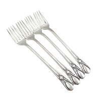 Rogers Silver Plate Flatware Avalon or Cabin, Set of 4, Long Grille Forks, Multiple Sets Available, Replacement Silverware, 1940s