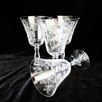 Fostoria Heather Wine Glasses or Water Goblets, Fine Crystal Stemware, Great Condition, Set of 4