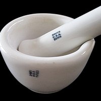 Coors Mortar and Pestle, Small, 2 Inch by 2.5 Inch, With Spout, Laboratory Supply, Industrial Porcelain, Apothecary, Gift for Pharmacist