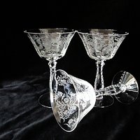 Fostoria Heather Tall Champagne Coupes Glasses, Set of 3, Bridal and Toasting Glasses, Great Condition