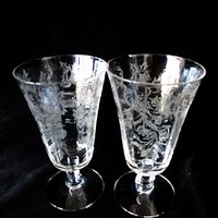 Fostoria Heather Juice Glasses, Set of 2, Fine Crystal Stemware, Great Condition