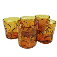 Set of 5, Liquors or Bourbon Glasses, Marked Made in Italy, Pinched Sides, Grappa Barware