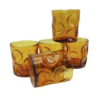 Set of 5, Liquors or Bourbon Glasses, Marked Made in Italy, Pinched Sides, Grappa Barware