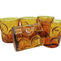 Set of 5, Liquors or Bourbon Glasses, Marked Made in Italy, Pinched Sides, Grappa Barware