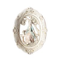 Pair of Large Victorian Couple Wall Plaques, Jayess United Inc Studio, Chicago, Park Setting, Plaster with Old Wire Hangers, 1960s