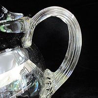 Large Cocktail Pitcher, Silver Band, Ice Lip, Iced Tea or Lemonade Pitcher, Silver Rimmed Barware, Mid Century