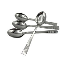 Stainless Steel Flatware, Japan, Unknown Pattern, 4 Soup or Place Spoons, Replacement Flatware