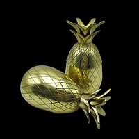 Brass Pineapples, Candle Holders, 6 Inch, Open for Storage, Mantel Decor, Hospitality Gift, Tablescaping, Tropical Decor, Set of 2