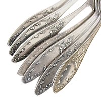Russian 6 Tablespoons and 1 Teaspoon, MHU, Set of 7, Silverplate Flatware, Soviet Era, Good Condition