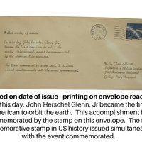 1962 Postage Stamp, Commemorative Stamp for First Orbit Around Earth, John Glenn, Project Mercury, Mailed Date of Issue and Orbit, NASA