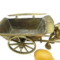 Large Brass Draft Horse Pulling Wagon, Farmhouse Decor, Planter, Gift for Horse Lover, 17 Inches Long, Work Horse and Wagon Statue