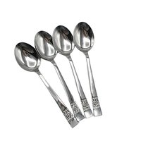 Stainless Steel Flatware, Japan, Unknown Pattern, 4 Soup or Place Spoons, Replacement Flatware