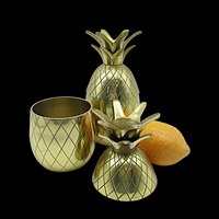 Brass Pineapples, Candle Holders, 6 Inch, Open for Storage, Mantel Decor, Hospitality Gift, Tablescaping, Tropical Decor, Set of 2