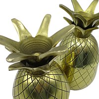 Brass Pineapples, Candle Holders, 6 Inch, Open for Storage, Mantel Decor, Hospitality Gift, Tablescaping, Tropical Decor, Set of 2