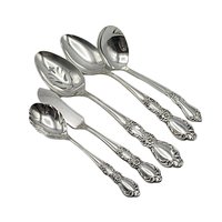 Roger Bro Heritage Hostess Set Silver Plate, 5pc, Slotted and Serving Spoon, Ladle, Butter Knife, Sugar Spoon, Wonderful Condition