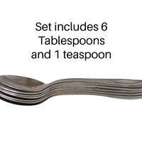 Russian 6 Tablespoons and 1 Teaspoon, MHU, Set of 7, Silverplate Flatware, Soviet Era, Good Condition