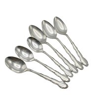 Rogers Flirtation Silver Plate, 3 Serving Spoons and 3 Tablespoons, Replacement Flatware, Mid Century Silverware Flatware