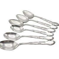 Rogers Flirtation Silver Plate, 3 Serving Spoons and 3 Tablespoons, Replacement Flatware, Mid Century Silverware Flatware