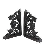Cast Iron Bookends, Black Grapes and Vines, Epic Brand, Short or Tall, Very Heavy, Gift for Wine Lover