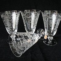 Fostoria Romance Tumblers, Set of 4, Etched Crystal Stemware, Replacement Fostoria Romance, Excellent Condition