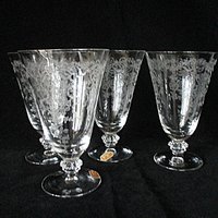 Fostoria Romance Tumblers, Set of 4, Etched Crystal Stemware, Replacement Fostoria Romance, Excellent Condition