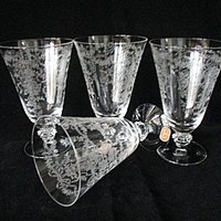 Fostoria Romance Tumblers, Set of 4, Etched Crystal Stemware, Replacement Fostoria Romance, Excellent Condition