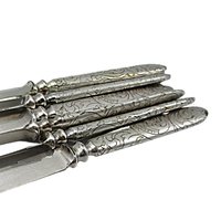Rogers Silver Plate Arabesque Fruit Knives, Set of 6, Ornate Handles, Antique, Late 1800s